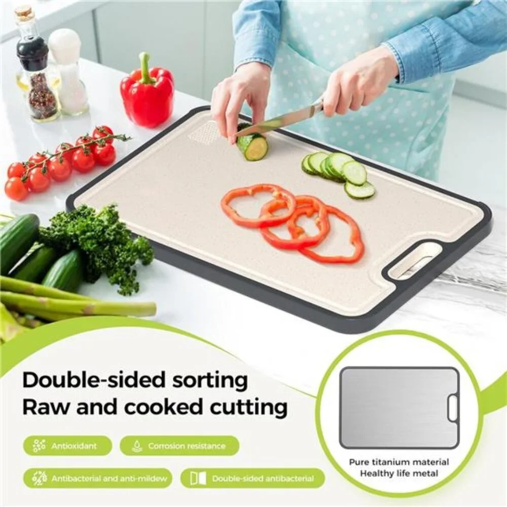 Titanium Cutting Board for Kitchen, Cutting Board Double Sided Food Grade, Pure